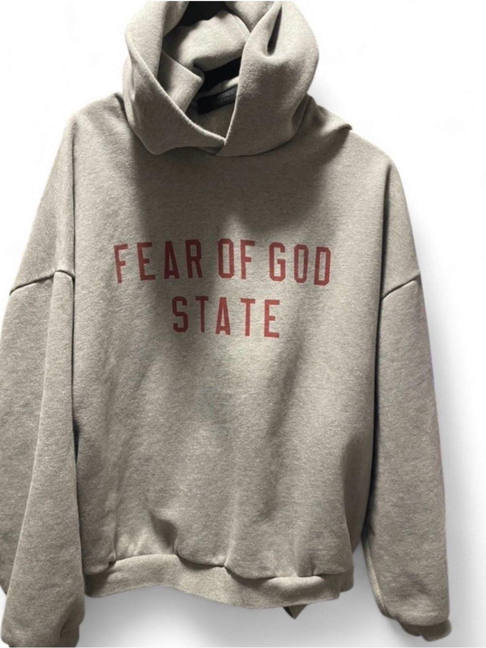 Fear of God Turtleneck Sweater in Light Gray with Red Logo